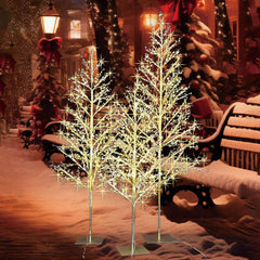My Texas House 3 Pack Warm White Twinkling LED Icy Cube Beaded Tree, 4ft/5ft/6ft assorted - USA MEGA SHOP