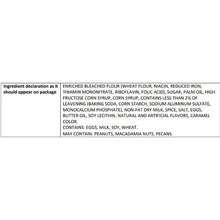 Ingredients and allergen info panel for snickerdoodle cookies