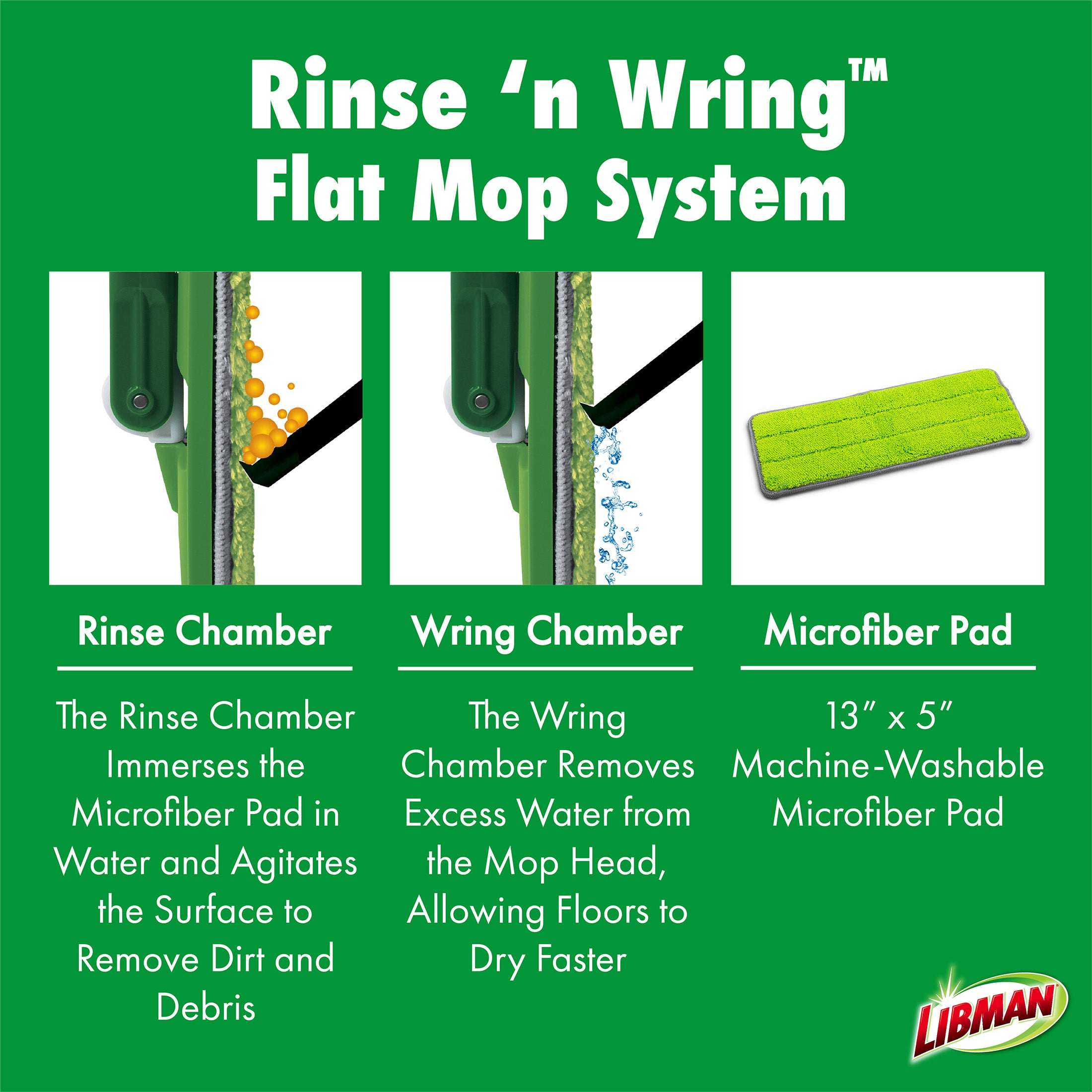 Libman Rinse N Wring Flat Mop System with Microfiber Pad