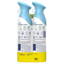 Air freshener spray bottles, back label view, blue caps, detailed information panel