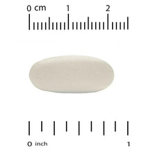 Algae-based calcium tablet, beige, with size scale markings