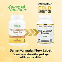 Triple Magnesium Complex supplement bottles, same formula new label graphic