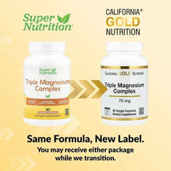 California Gold Nutrition, Triple Magnesium Complex, 70 mg , 90 Veggie Capsules
