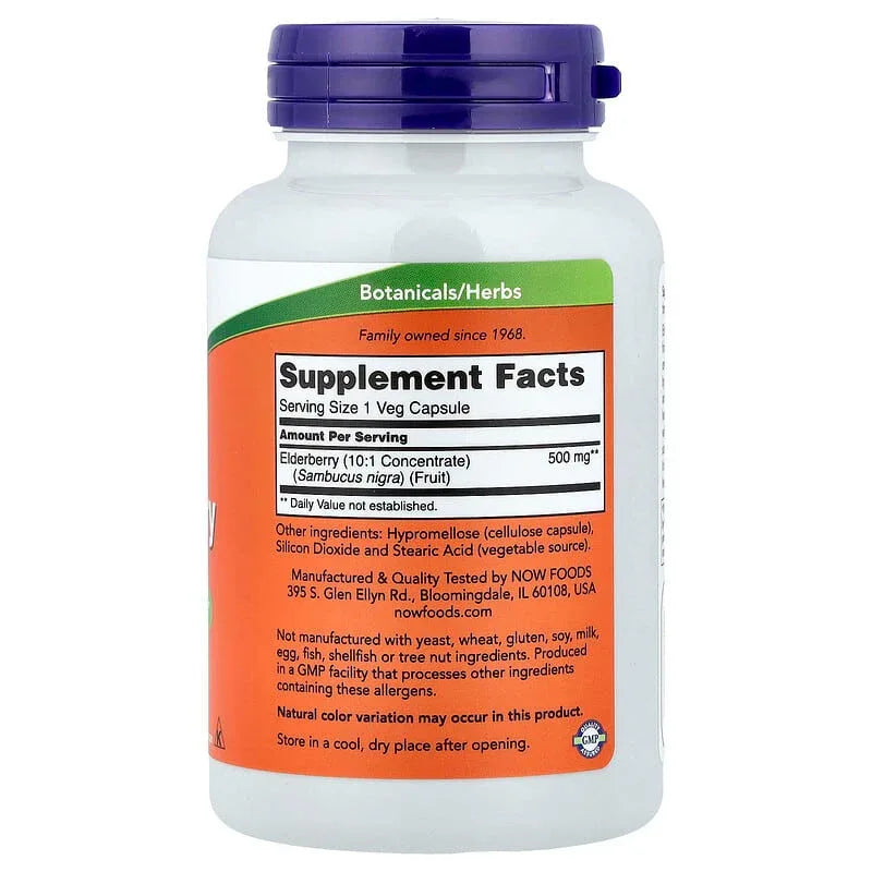 NOW Foods, Elderberry, 500 mg, Veg Capsules