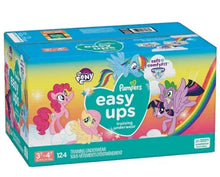 Training underwear box with side artwork and Pampers easy ups, 124 count