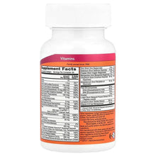 NOW prenatal softgels bottle, supplement facts panel on orange label, white cap