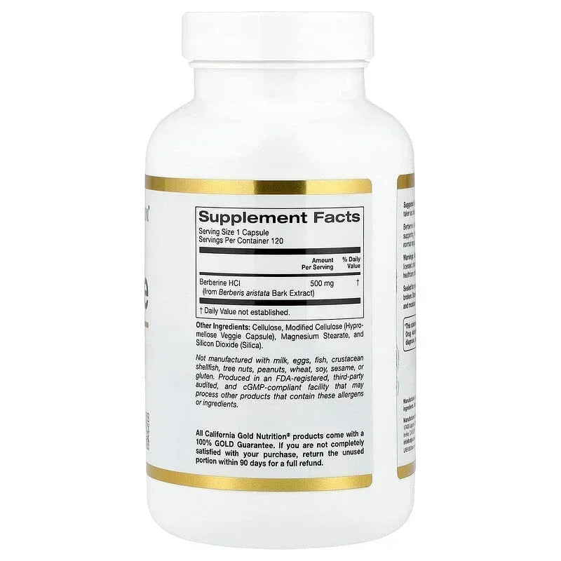 California Gold Nutrition, Berberine HCI, 500 mg, 120 Veggie Capsules