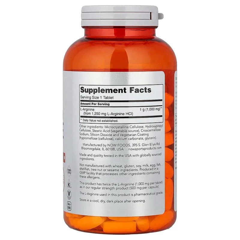 NOW Foods, Sports, L-Arginine, 1,000 mg, 180 Tablets