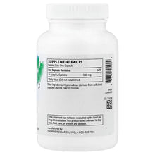 Thorne NAC 500 mg capsule bottle, back view with Supplement Facts and ingredients list