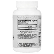 California Gold Nutrition Beauty Biotin bottle, back Supplement Facts label