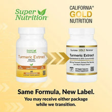 Turmeric extract supplement bottles, two sizes with gold band labels