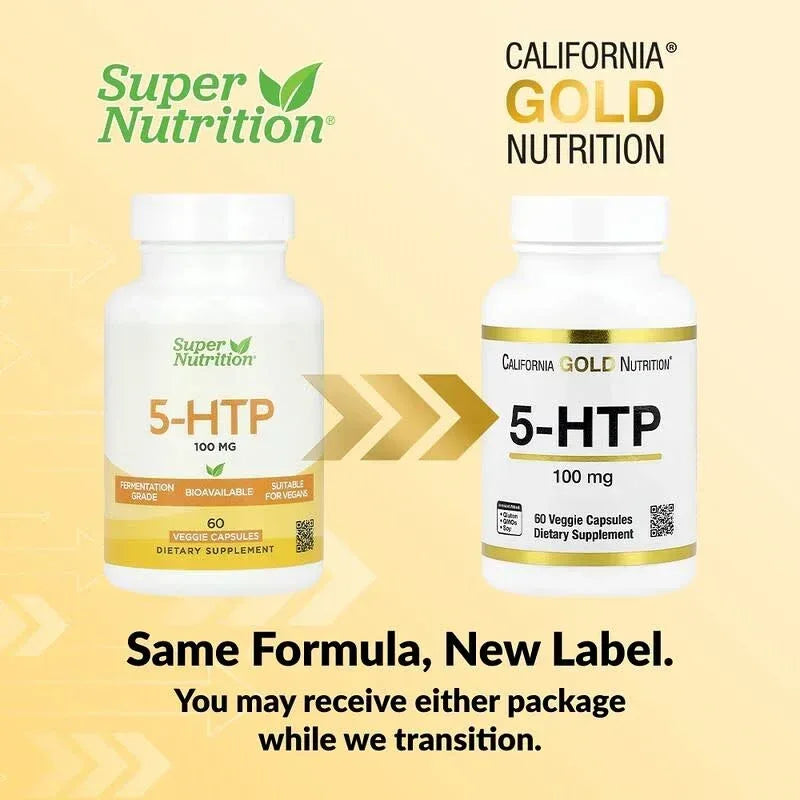 California Gold Nutrition, 5-HTP, 100 mg, 60 Veggie Capsules