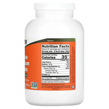 NOW Whole Psyllium Husks bottle back label with Nutrition Facts and serving info