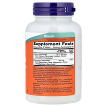 Calcium and magnesium supplement bottle with supplement facts panel on back