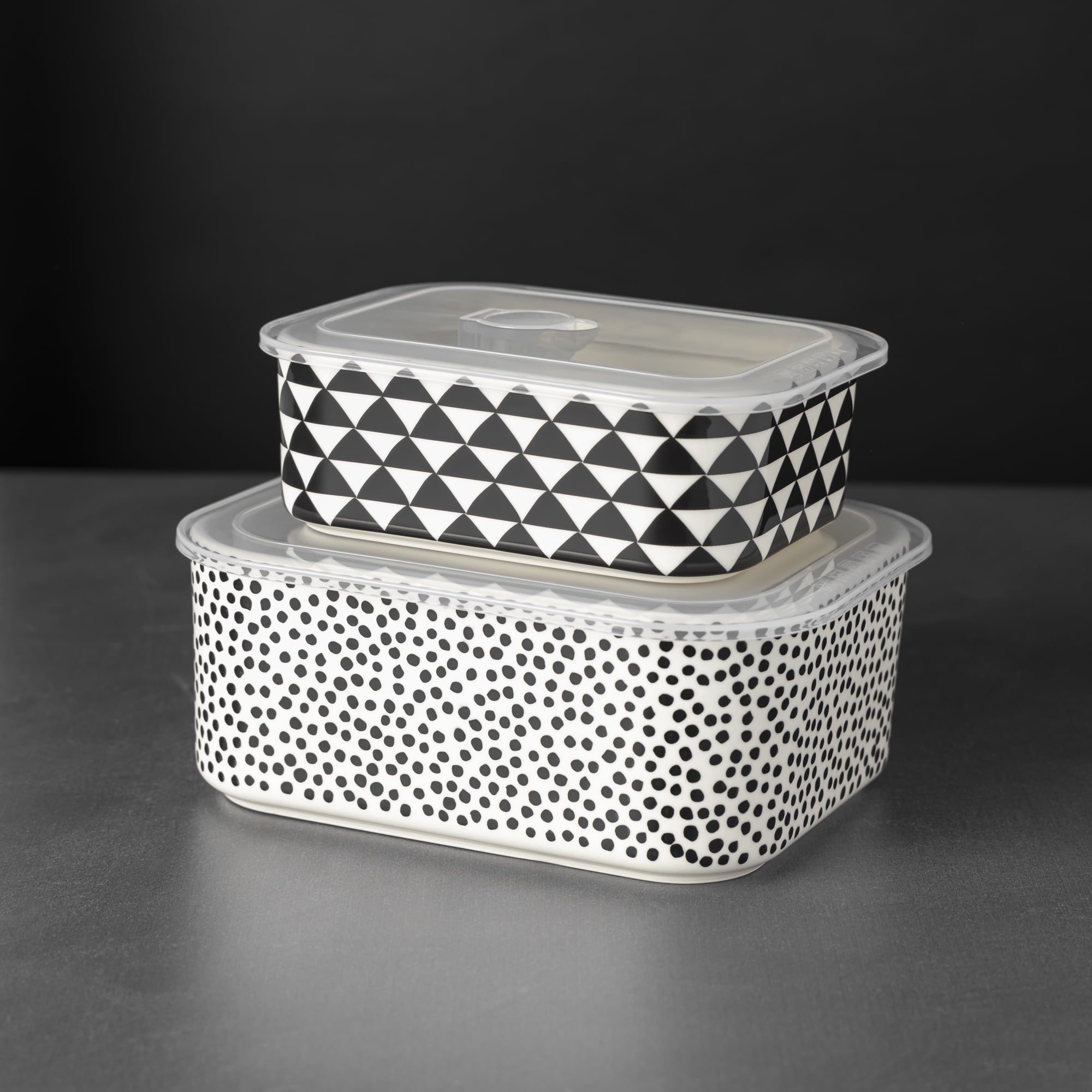 Thyme & Table 4-Piece Rectangle Ceramic Baking Dish & Lid Set - Dot