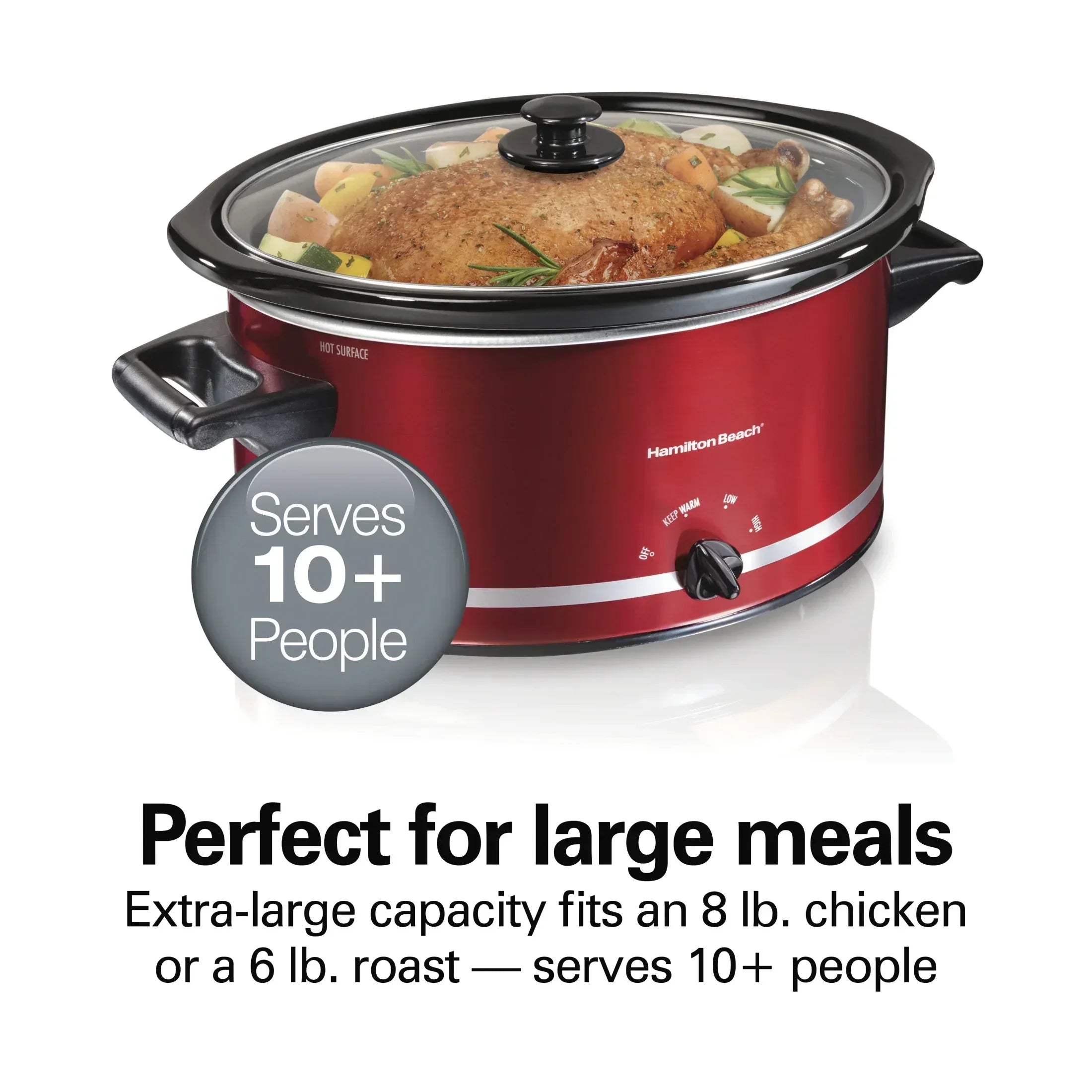 Hamilton Beach 8 Qt Slow Cooker, Stoneware Crock with Removable Pot