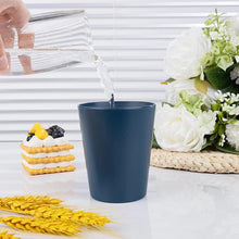 Single blue cup with water pour, wheat straw dinnerware style