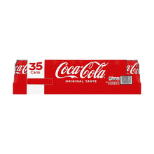 Coca-Cola 35 cans multipack box, red Original Taste label with barcode panel