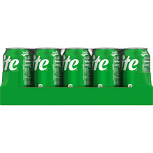 Sprite Lemon-Lime caffeine-free soda cans, multiple green can lineup