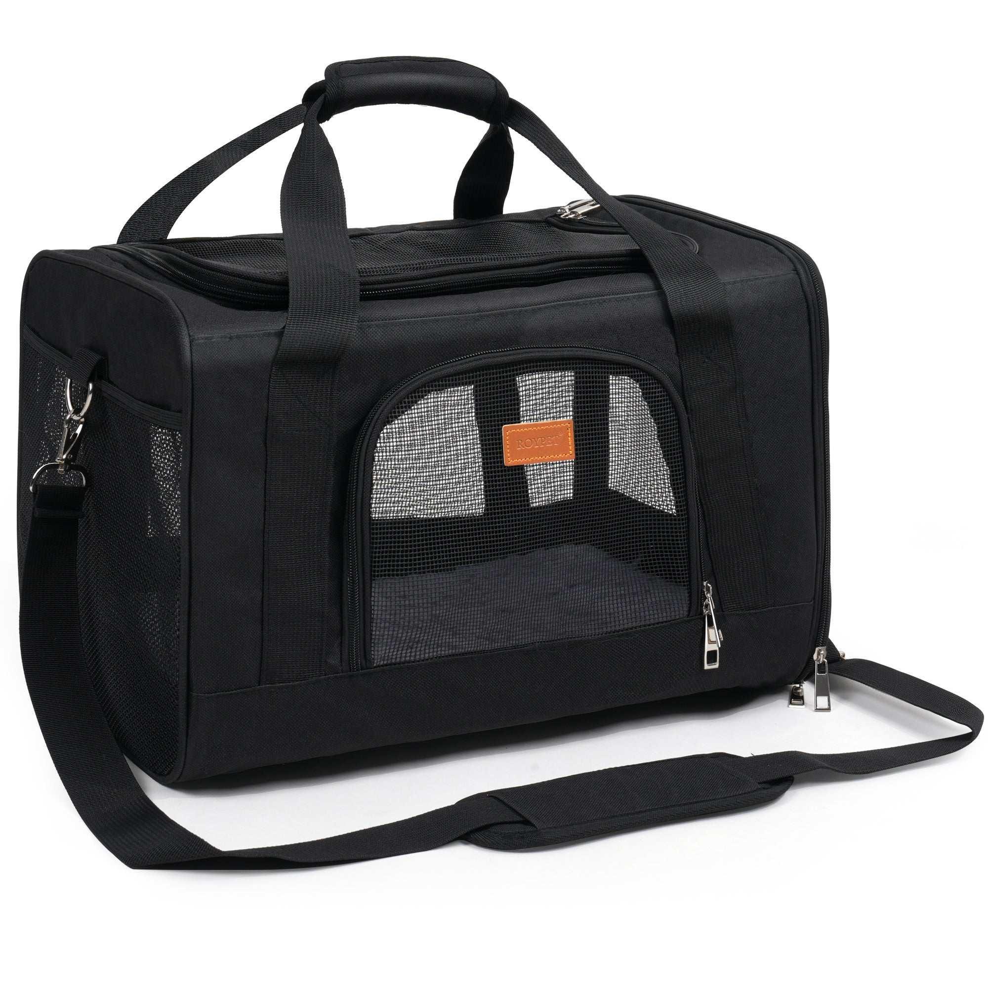 Roypet Small and Medium Pet Carrier, Airline Approved, Collapsible Travel, Black, 15 Lb Limit - USA MEGA SHOP
