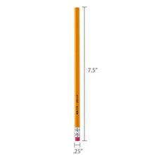 Yellow unsharpened wood pencil, 7.5 in long, red eraser end