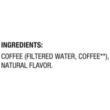 Ingredients panel: filtered water, coffee, and natural flavor