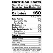 Nutrition Facts panel for Munchos potato crisp snack chips, showing 160 calories