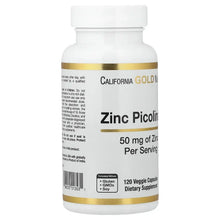 California Gold Nutrition Zinc Picolinate supplement bottle, front label with dosage