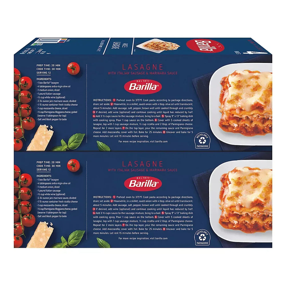 Barilla Wavy Lasagne, 4 pk./1 lb. - USA MEGA SHOP
