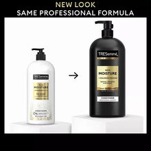 Rich Moisture conditioner bottles, white and black pump bottles side by side