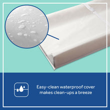 White changing pad with waterproof cover and contoured edge