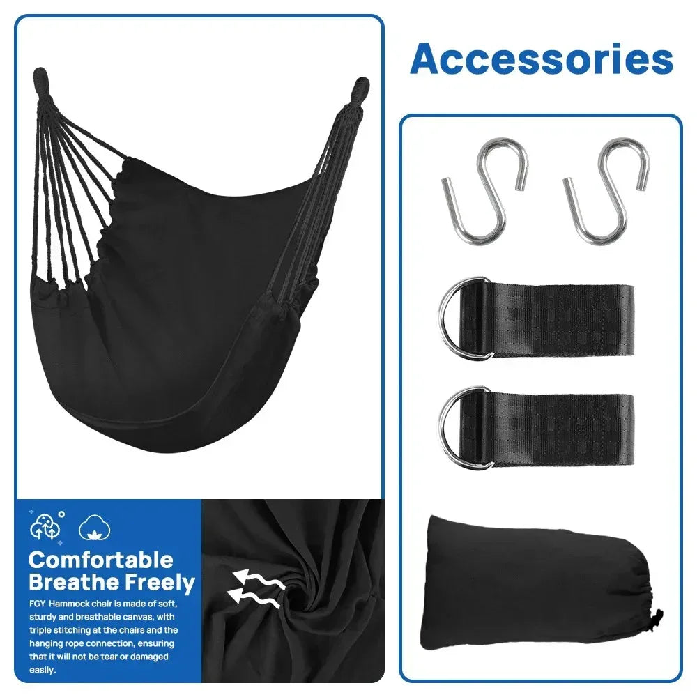 FGY Hammock Chair Swing Portable Canvas Camping Hanging Seat for Outdoor Indoor - USA MEGA SHOP