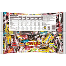 Assorted candy pack back panel with Nutrition Facts table and barcode