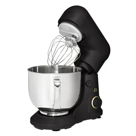 Beautiful 5.3 Qt Stand Mixer, Black Sesame with Flat Beater, Dough Hook, Balloon Whisk