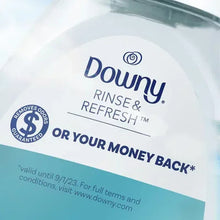 Downy rinse-and-refresh product label with money-back guarantee text