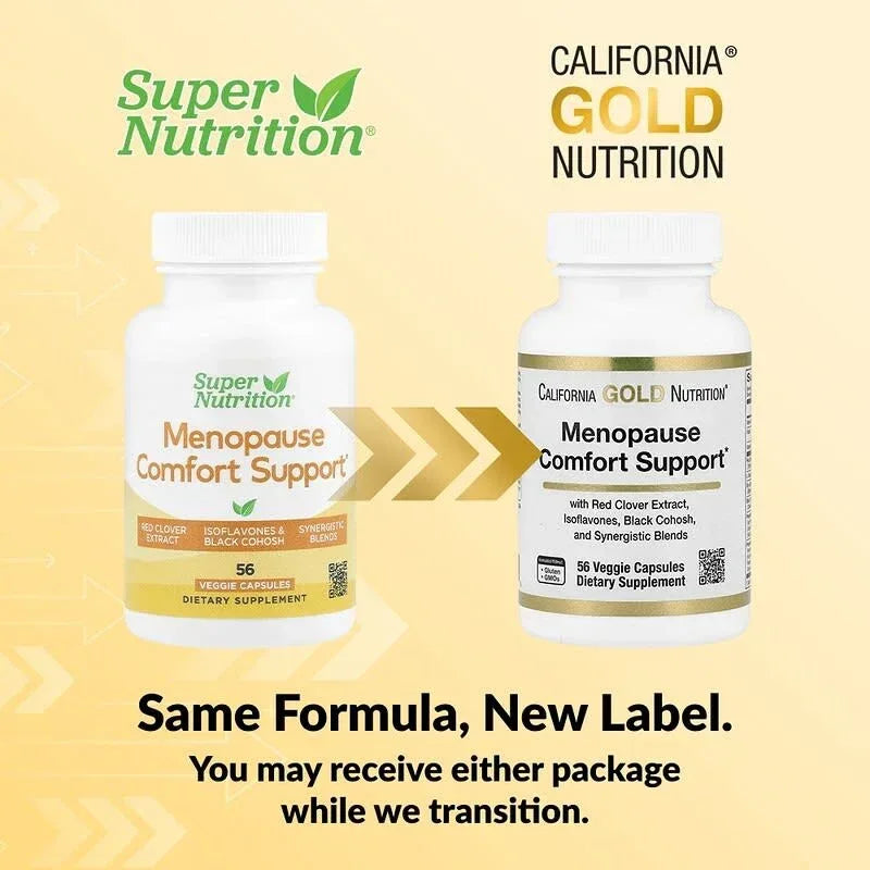 California Gold Nutrition, Menopause Comfort Support with Folate, Red Clover Extract, Vitamin B12, and Soy Germ Extract, 56 Veggie Capsules