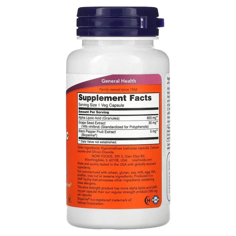 NOW Foods, Alpha Lipoic Acid, 600 mg