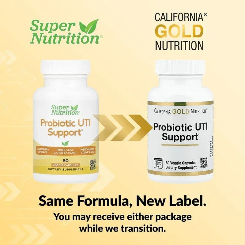 California Gold Nutrition, Probiotic UTI Support with Fructooligosaccharides, Cranberry Extract, Three-Leaf Caper Extract, and Proprietary Digestive Blend, 60 Veggie Capsules