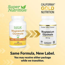 Magnesium glycinate supplement bottle, 400 mg front label, two-bottle promotional layout