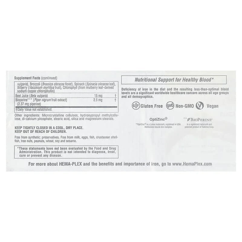 NaturesPlus, Hema-Plex®, Iron with Essential Nutrients for Healthy Red Blood Cells , 10 Slow Release Tablets