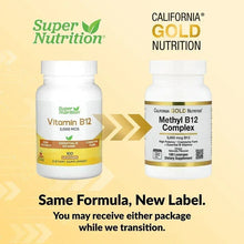 Methyl B12 Complex supplement bottles, same formula, new label shown
