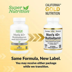 California Gold Nutrition, Organic Whole Food Men's 40+ Multivitamin with Organic Amla Extract, Organic Sunflower Extract, Organic Moringa Extract, and Organic Shiitake Extract , 60 Tablets