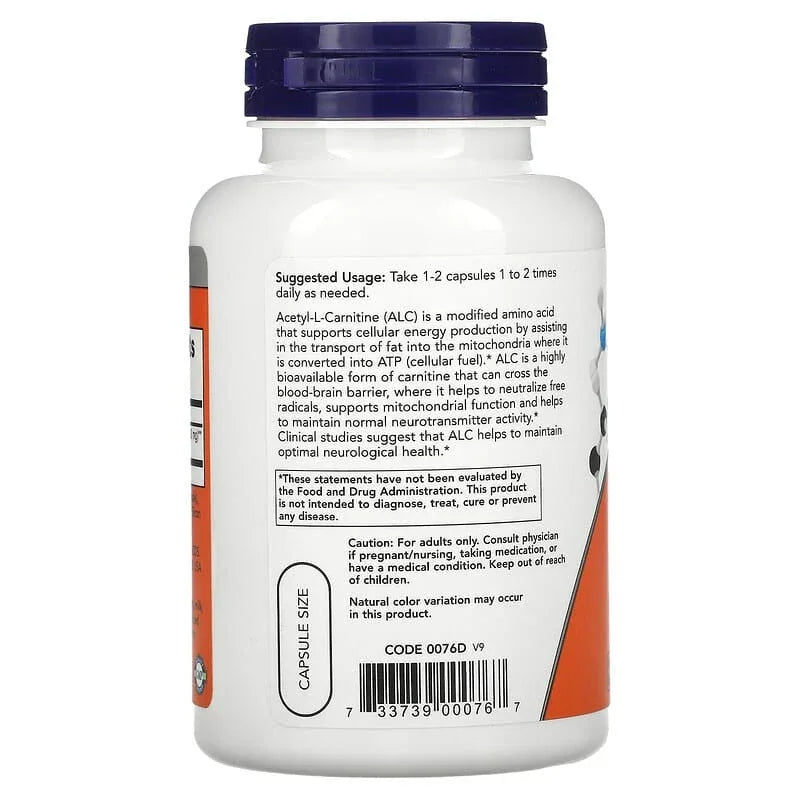 NOW Foods, Acetyl-L Carnitine, 500 mg & 750 mg - USA MEGA SHOP