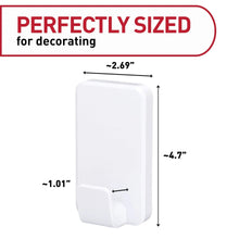 X-Large white wall hook with rectangular base and small mounting tab