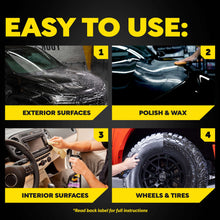 Meguiar's car care kit easy-use steps for exterior cleaning, polish, interior, wheels