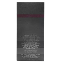 Black product box back with ingredient text and small Burberry.com at bottom.