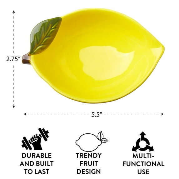 Mainstays Yellow Ceramic Lemon Bowl, 8.07" L x 5.51" W x 2.75" H