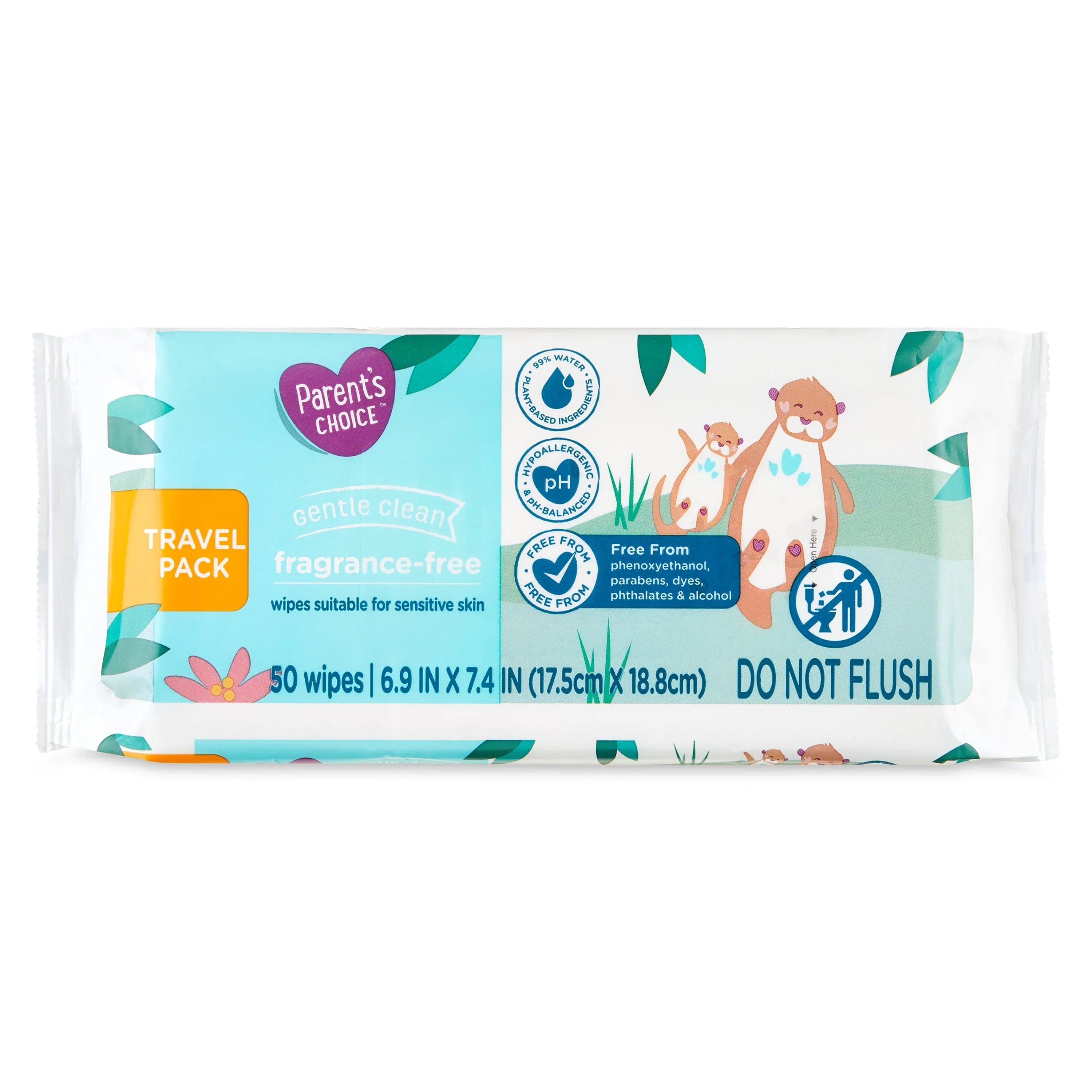Parent's Choice Fragrance Free Baby Wipes, Travel-Pack, 50 Count