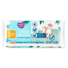 Fragrance-free baby wipes travel pack showing 50 wipes and do not flush