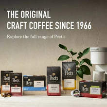 Peet's coffee variety display with Big Bang medium roast whole bean bags and boxes